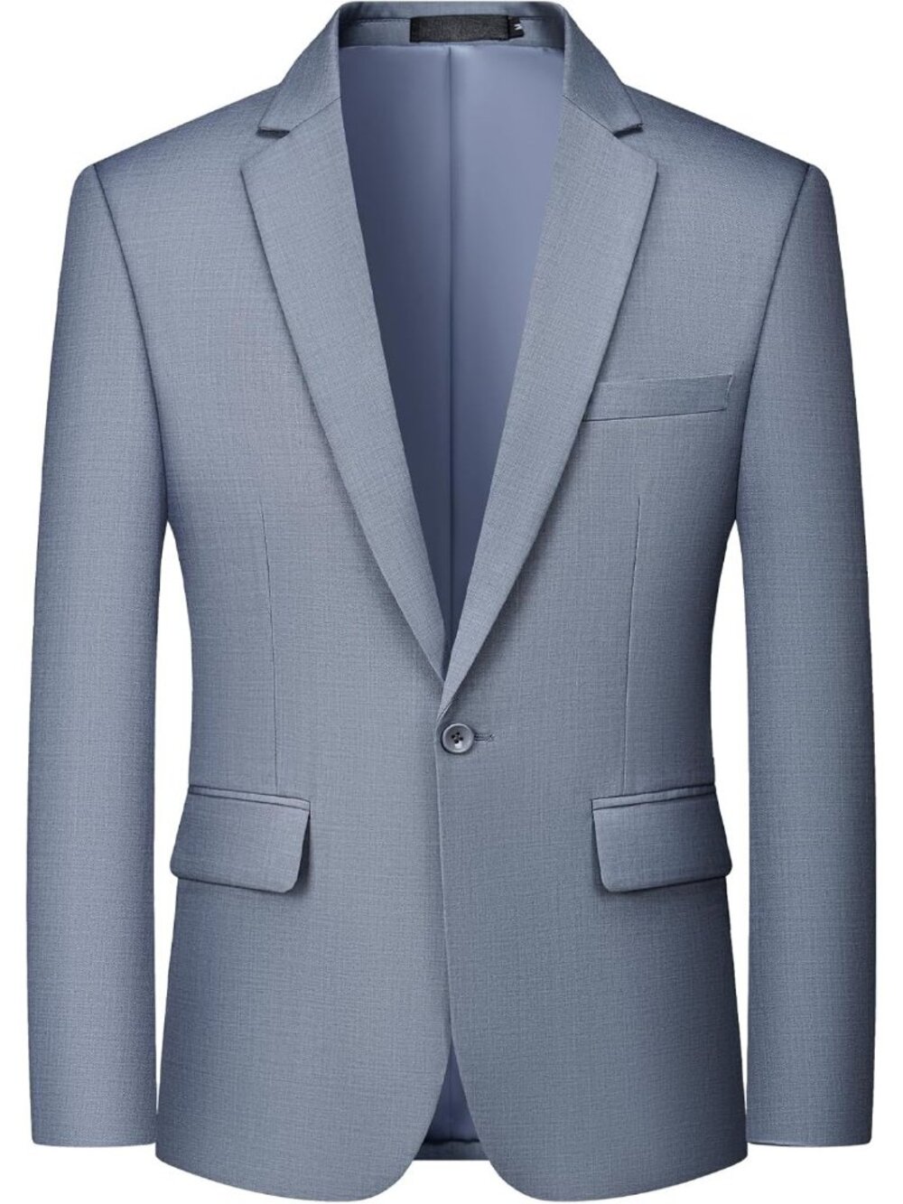 Men's  Grey One Button Suit Jacket Elegant Blazer Slim Fit Coat Long Selvees